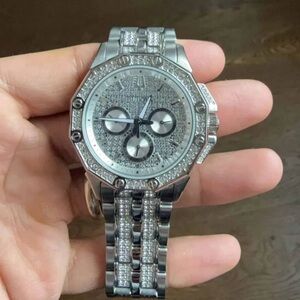 Silver Luxury Bulova Watch with Diamond Accents